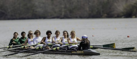 Women’s rowing found the right combinations for their boats at the Occoquan Sprints. They were able to have all their boats finish competitively. (MAURICE C. JONES/BROADSIDE)